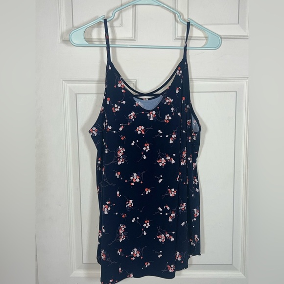 Kaileigh Floral Navy Blue Spaghetti Strap Top - Picture 2 of 3